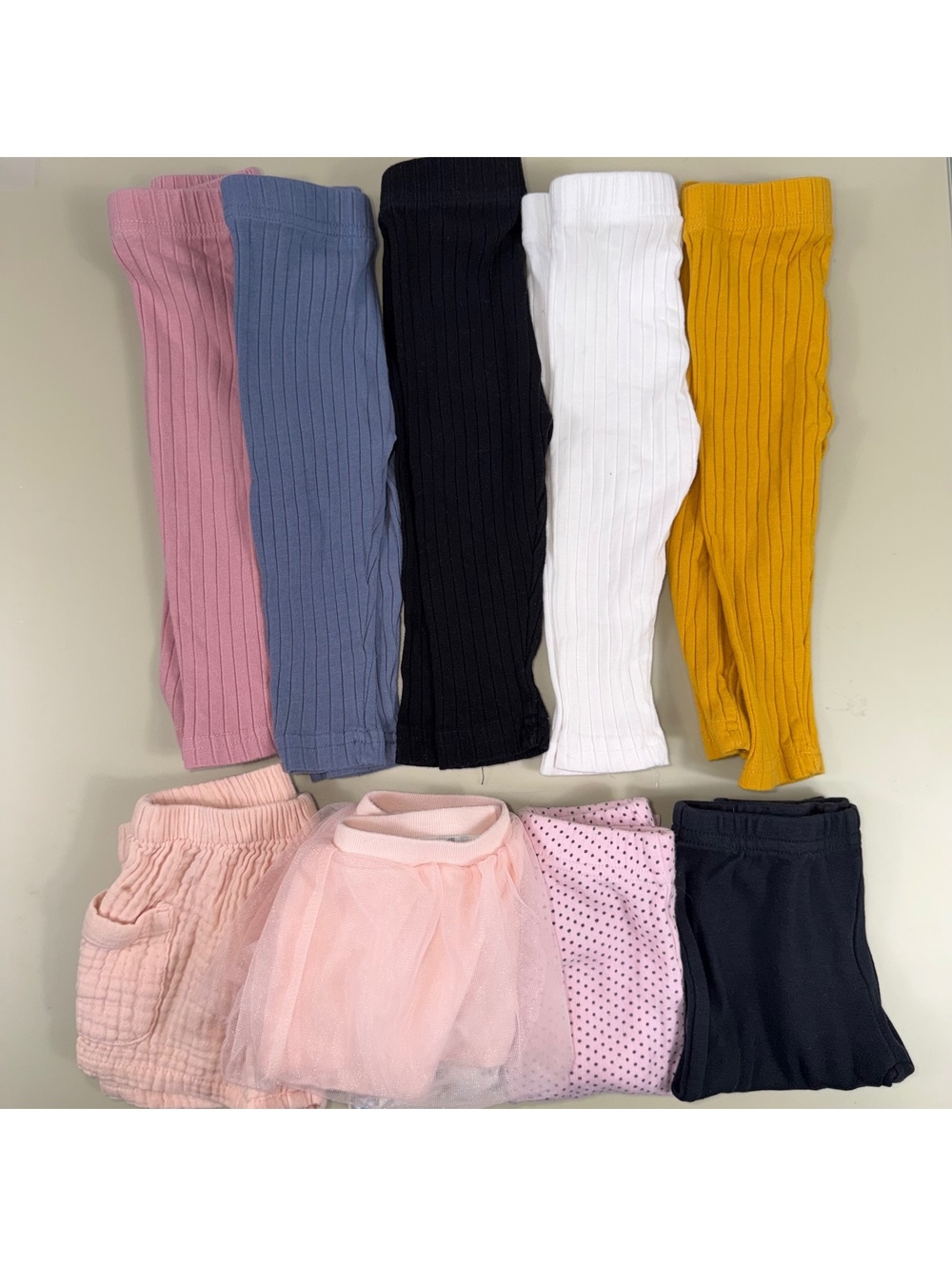 Baby Girl 3-6M Leggings & Bottoms Bundle – 9 Pieces